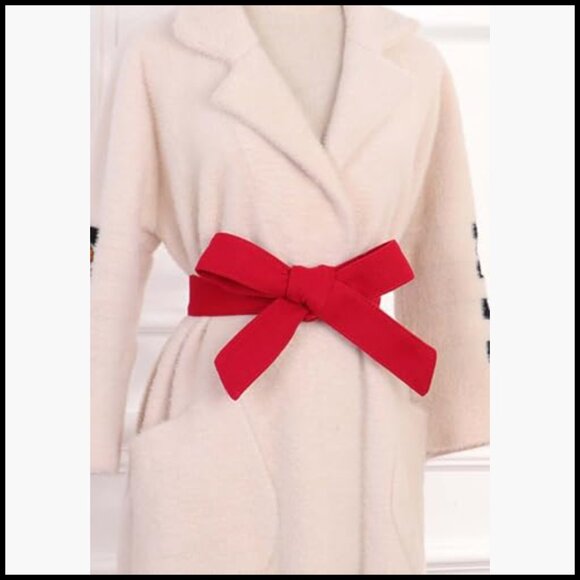Wool Double-Sided Coat Belt with Bow Tie, Medium main image 4